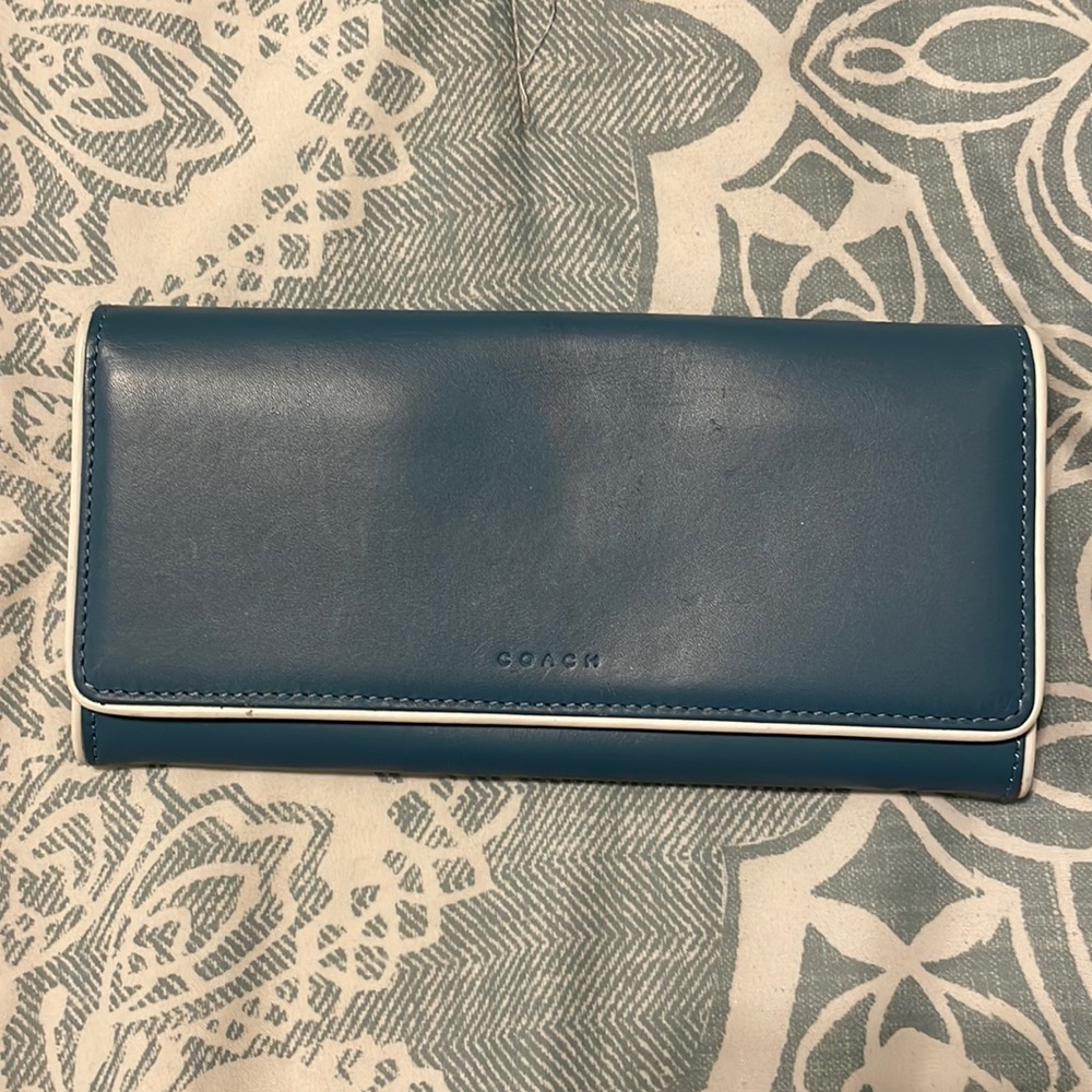 Coach Blue Leather Envelope Wallet
